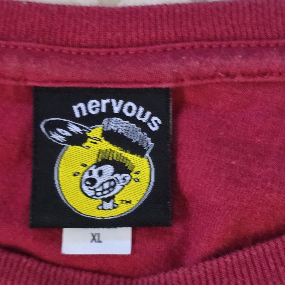 Vtg Rare 90s Nervous Records Long Sleeve XL Hip Hop Skate Rap Music New York Red - Picture 3 of 8
